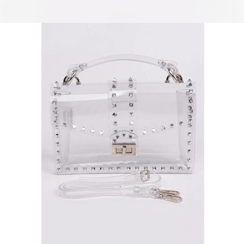Clear Silver Studded Handbag